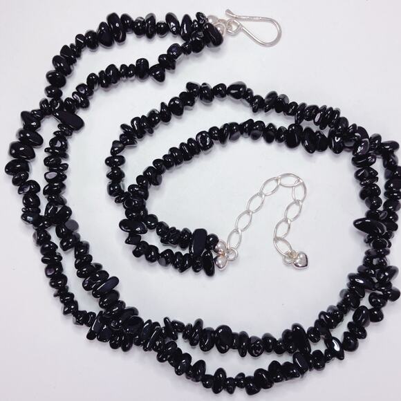 VTG Signed Jay King DTR Sterling Silver Black Onyx Double Strand Necklace 925 - Picture 6 of 12